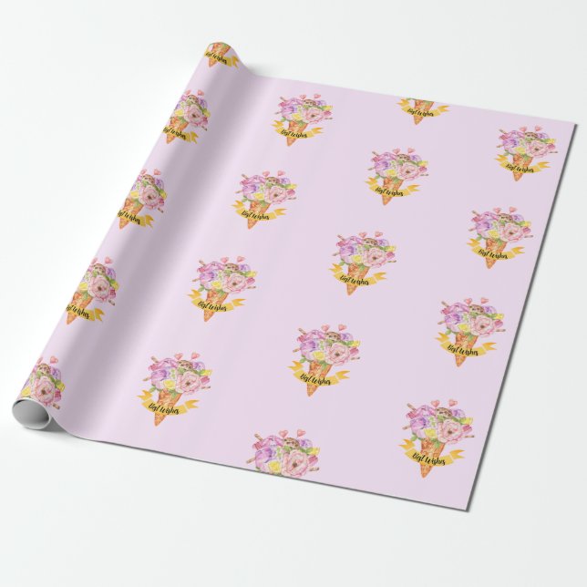 Bridal shower ice cream theme wrapping paper (Unrolled)