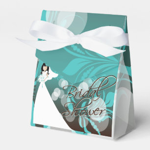 Bridal Shower in a Pretty Turquoise Blue and Brown Favour Box
