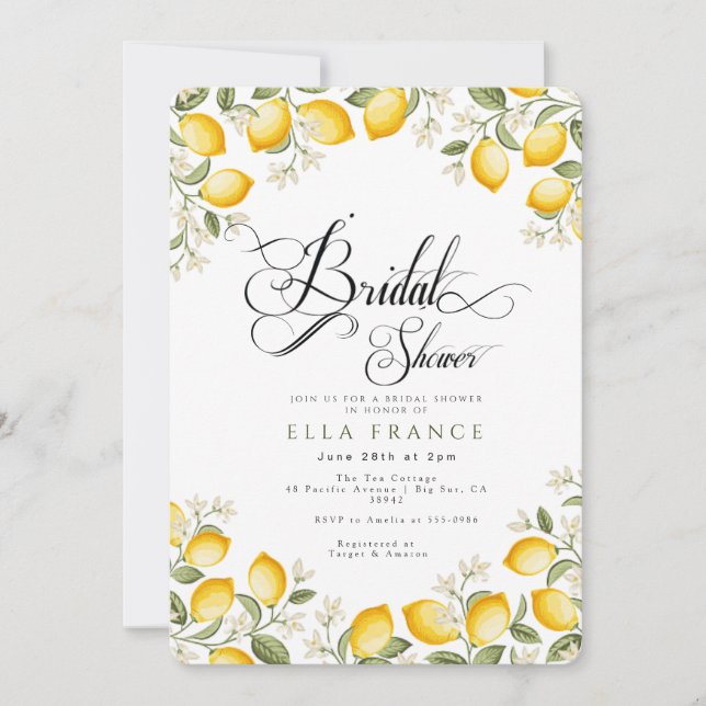 Bridal Shower in Bloom & Lemons Invitation (Front)