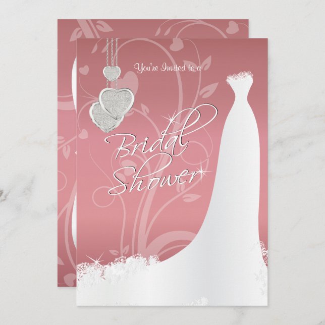 Bridal Shower in Dusty Rose Floral Satin Invitation (Front/Back)
