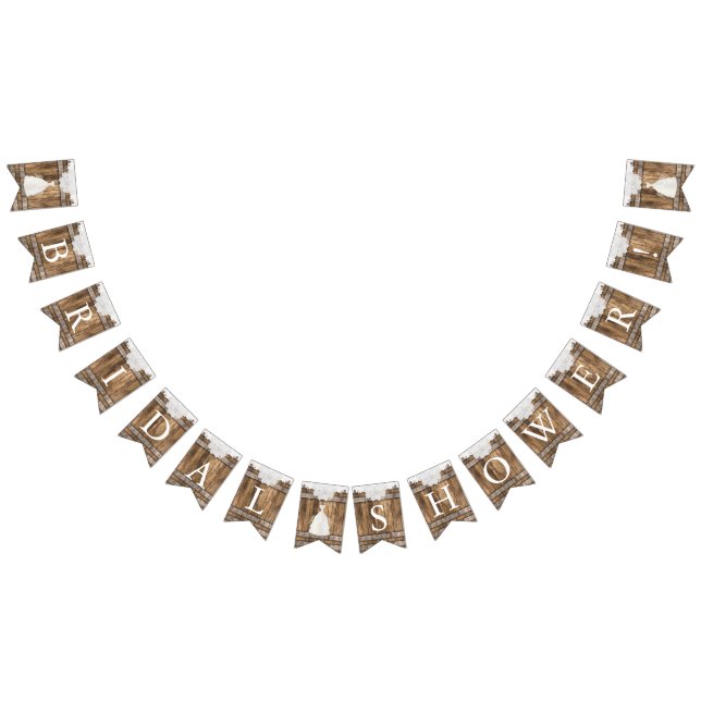 Bridal Shower in Rustic Wood and Lace Bunting (All)