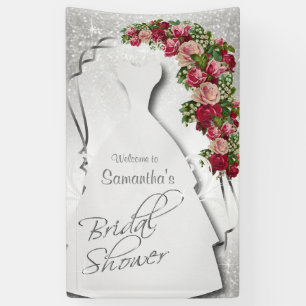 Bridal Shower in White Glitter Banner