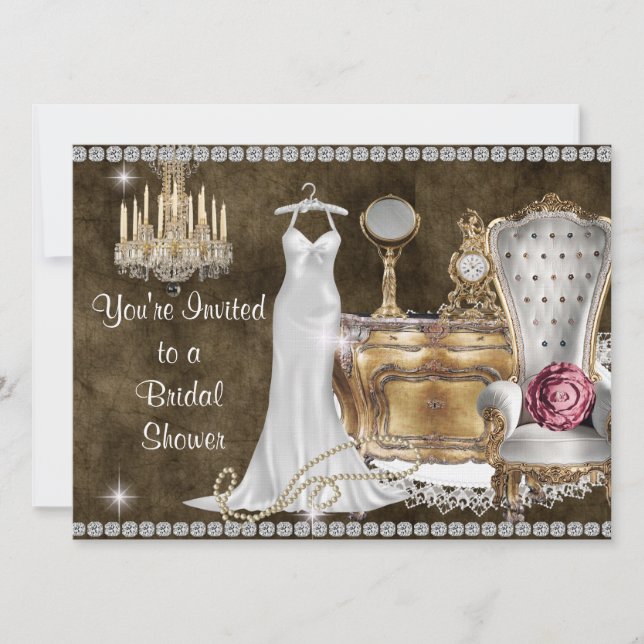BRIDAL SHOWER INVITATION Antique Wallpaper (Front)