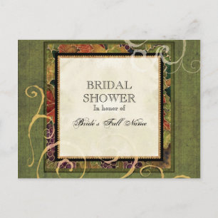Bridal Shower Invitation Autumn Grape Leaf Postcard