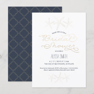 Bridal Shower Invitation - Beach, Starfish, Gold