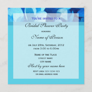 Bridal shower invitation, blue flower invitation