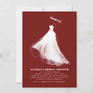 Bridal Shower Invitation Burgundy Red Minimalist