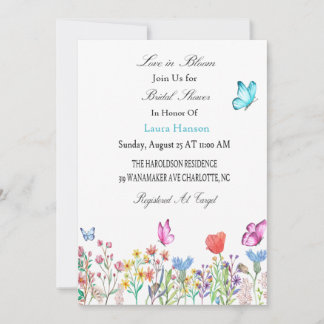 Bridal shower Invitation butterflies blue/purple