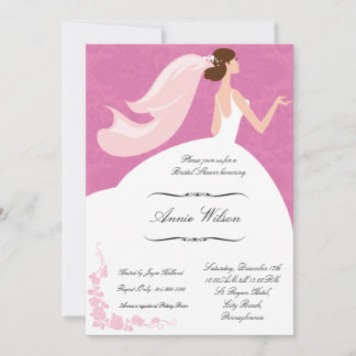 Bridal Shower Invitation card in pink damask theme