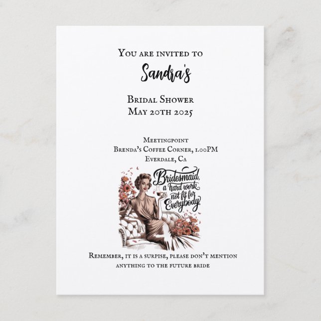Bridal shower invitation Card vintage style (Front)