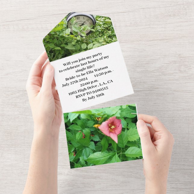 Bridal Shower Invitation Clock Greenery Photo (Tearaway)