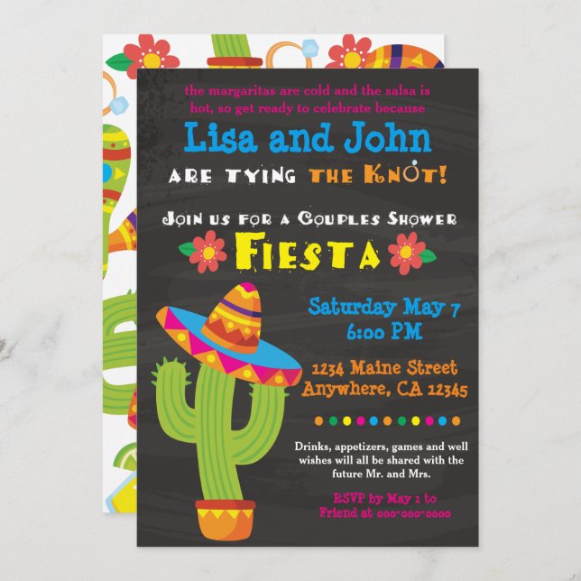 Bridal Shower Invitation- Couples, Fiesta Invitation (Front/Back)