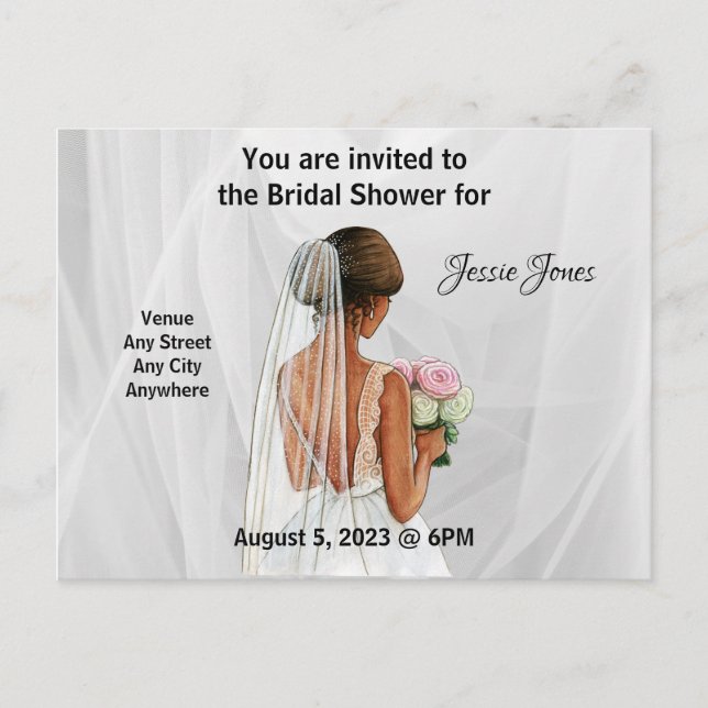 Bridal Shower invitation. Editable text and image Postcard (Front)