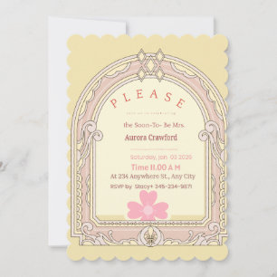 Bridal Shower Invitation Elegant Pink Flower.