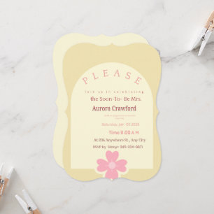 Bridal Shower Invitation Elegant Pink Flower.