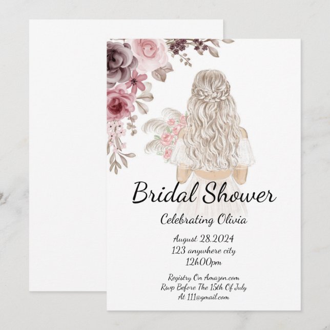 BRIDAL SHOWER INVITATION FLORAL (Front/Back)