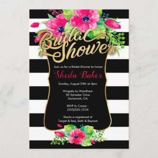 Bridal Shower Invitation - Floral Striped
