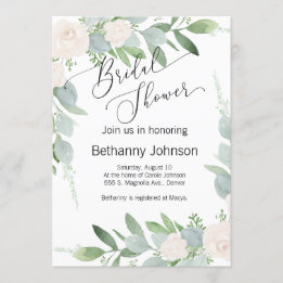 Bridal Shower Invitation greenery and blush