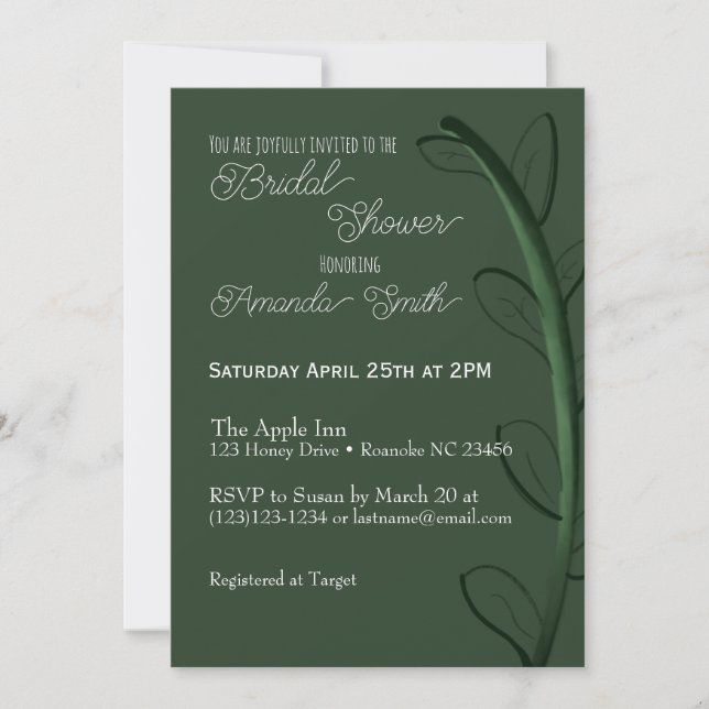 Bridal shower invitation greenery design (Front)