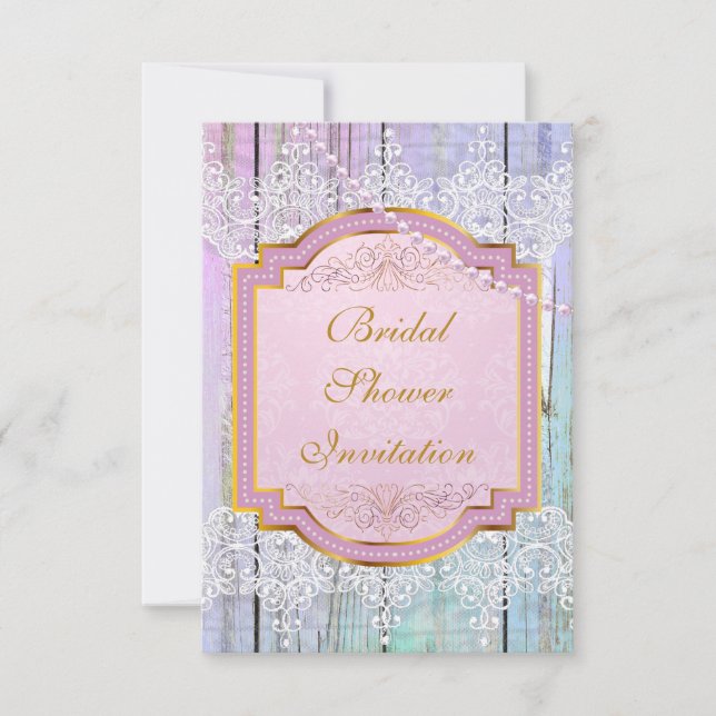 Bridal Shower Invitation Mint Blue & Lace (Front)