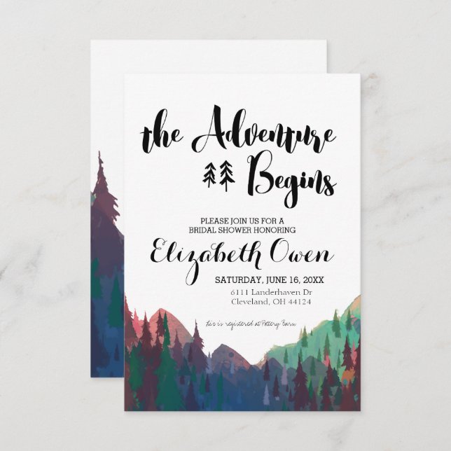 Bridal Shower Invitation - Mountain Theme (Front/Back)