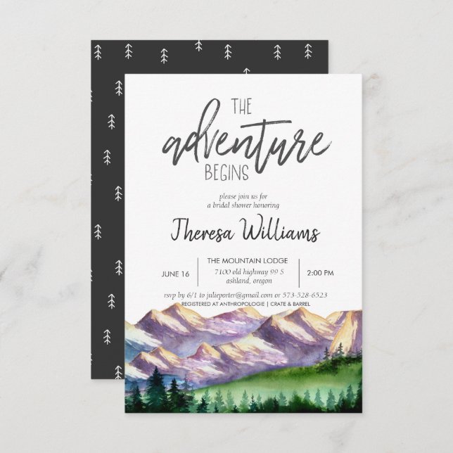 Bridal Shower Invitation - Mountain Theme (Front/Back)