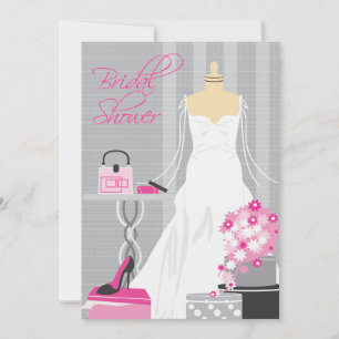 Bridal Shower Invitation   Pink and Silver