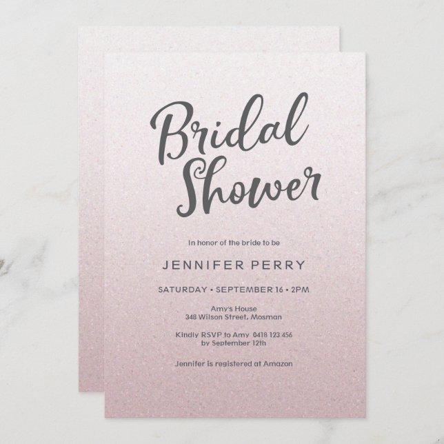 Bridal Shower Invitation - Pink glitter (Front/Back)