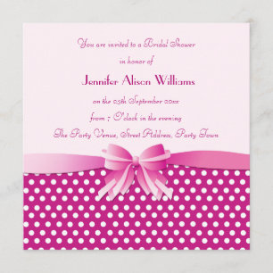 Bridal Shower Invitation Pink Polka Dots with Bow