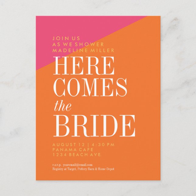 Bridal Shower Invitation Postcard (Front)