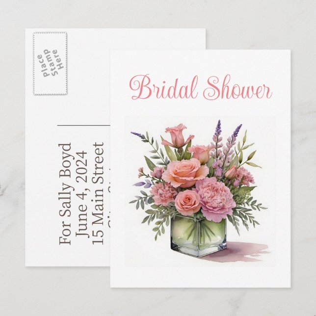 Bridal shower invitation postcards (Front/Back)
