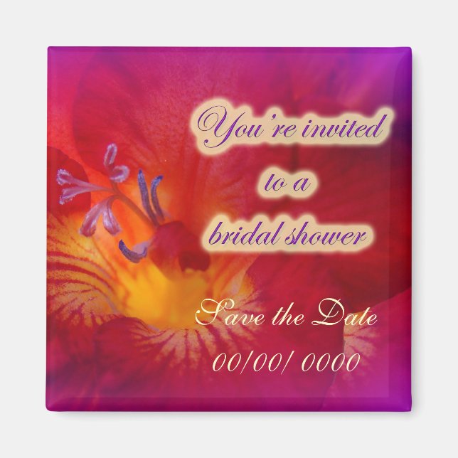Bridal Shower Invitation Red Freesia Magnet (Front)