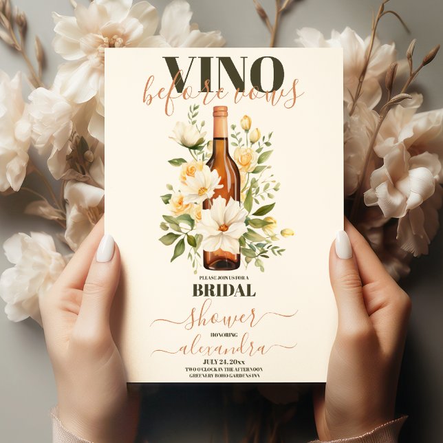 Bridal Shower Invitation RoseGold Vino before Vows (Creator Uploaded)