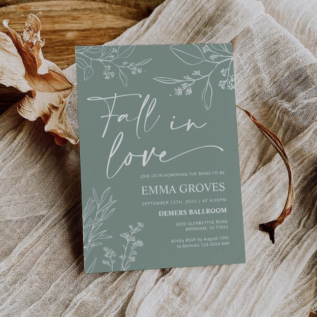 Bridal Shower Invitation, Sage Green Fall in Love  Invitation (Creator Uploaded)