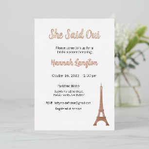 Bridal Shower Invitation, She Said Oui Yes