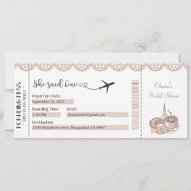 Bridal Shower Invitation, She Said Oui Yes Invitation (Front)