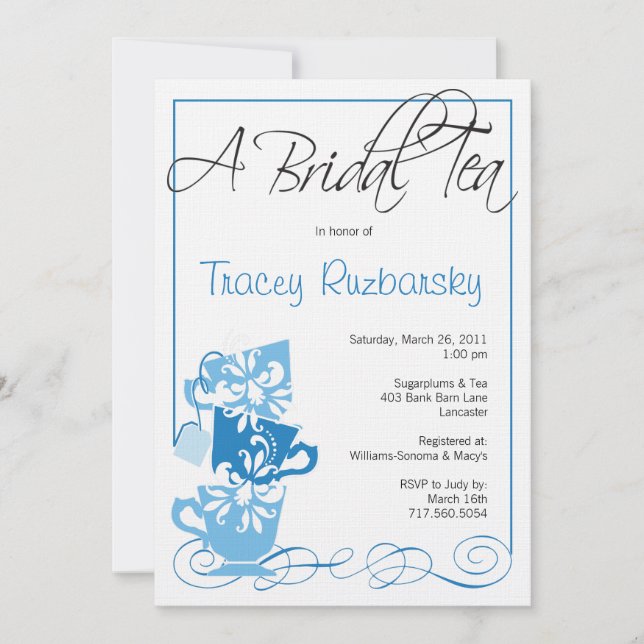 Bridal Shower Invitation - Tea (Front)