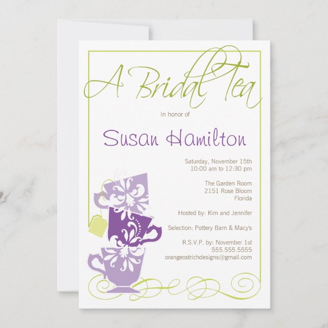 Bridal Shower Invitation - Tea (Front)
