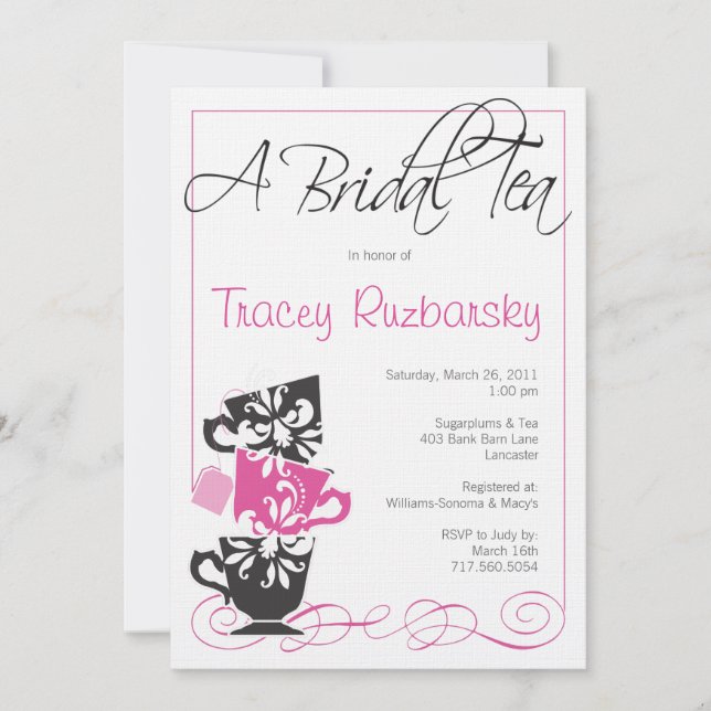 Bridal Shower Invitation - Tea (Front)