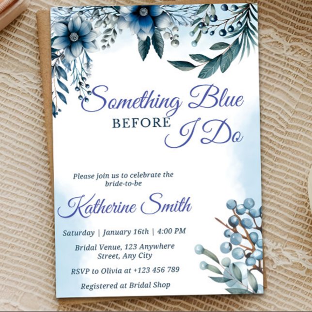 Bridal Shower Invitation Template, Something Blue  (Creator Uploaded)