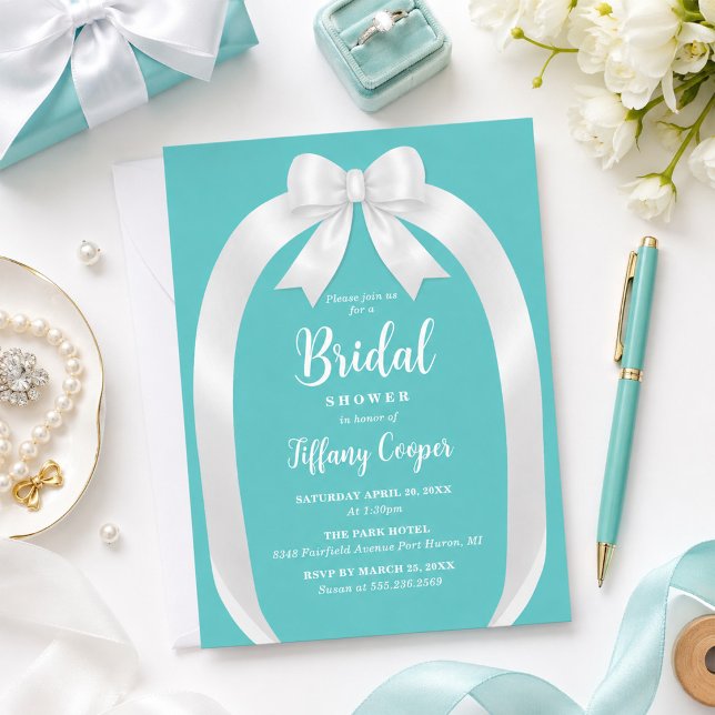 Bridal Shower Invitation Turquoise Bow (Creator Uploaded)