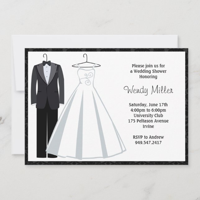 Bridal Shower Invitation - Tux and Wedding Dress (Front)