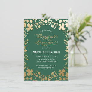 Bridal Shower Invitation, Vintage Green & Gold Invitation