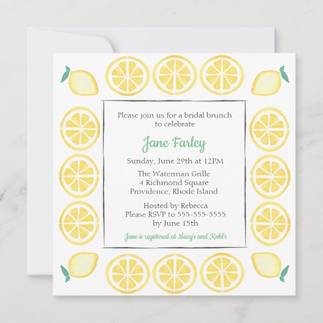 Bridal Shower Invitation w/ Green Accent (Front)