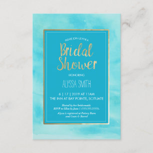 Bridal Shower Invitation - Watercolor, Beach, Gold