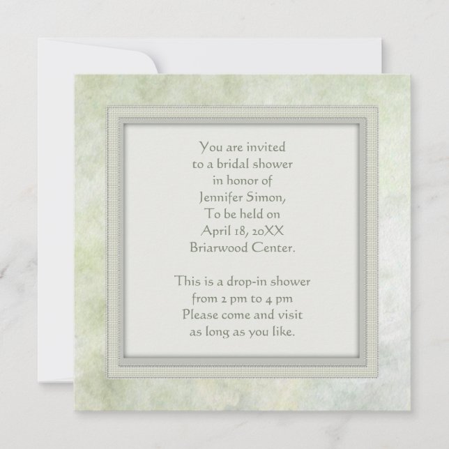 bridal shower invitation watercolor in green tones (Front)