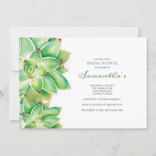 BRIDAL SHOWER Invitation, Watercolor Succulent Invitation