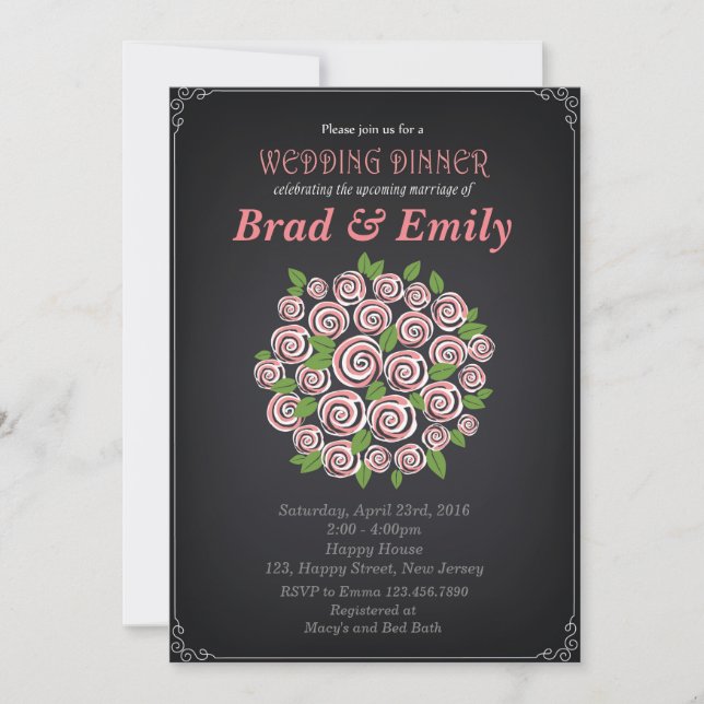 Bridal Shower Invitation. Wedding Dinner Invitatio Invitation (Front)