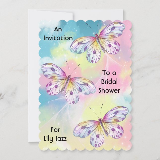 Bridal Shower Invitation with Butterflies (Front)