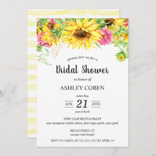 Bridal Shower Invitation with Cascading Sunflowers